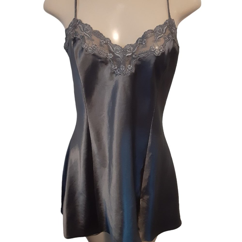 Victoria's Secret Steel Gray Satin Chemise Slip Gown